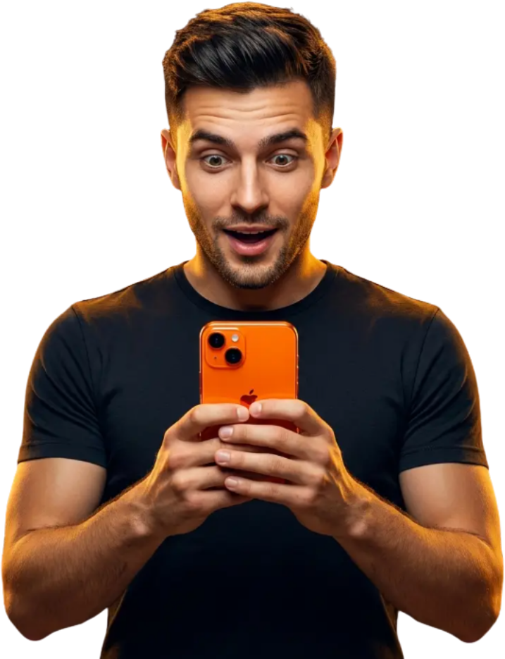 Фанат смотрит матч FIFA на iPhone